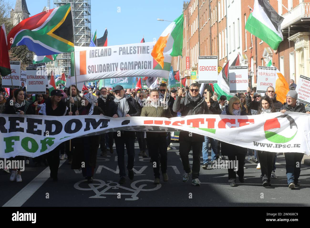 A protest took place in Dublin against Israeli aggression in Gaza. Stock Photo