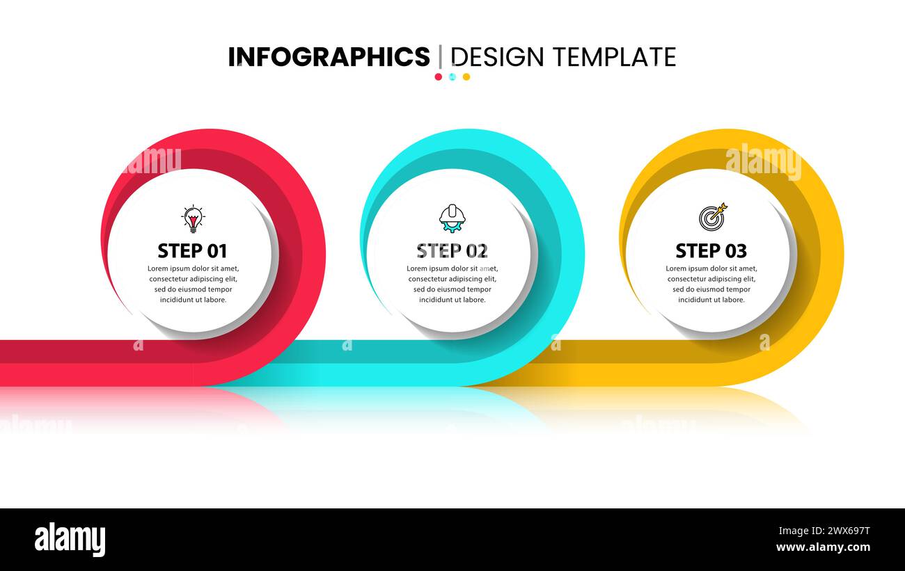 Infographic template with icons and 3 options or steps. Connected ...