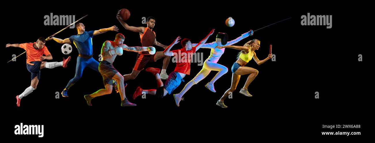 Creative collage with different athletes of various sports, men and ...
