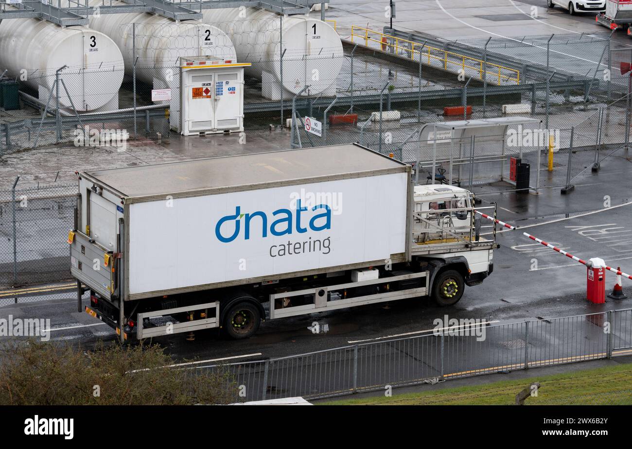 dnata catering vehicle at Birmingham Airport, UK Stock Photo