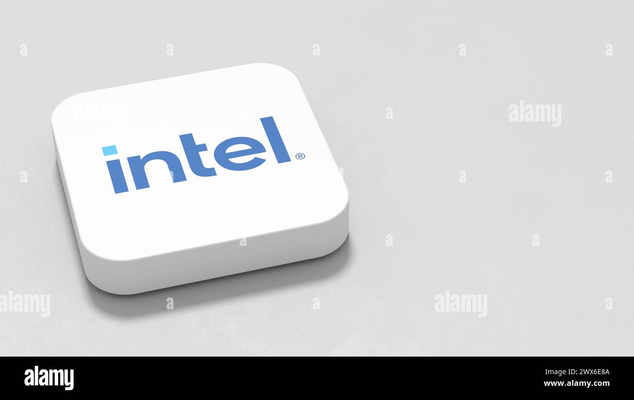 Intel App Icon on Gray Background with Copy Space Stock Photo - Alamy