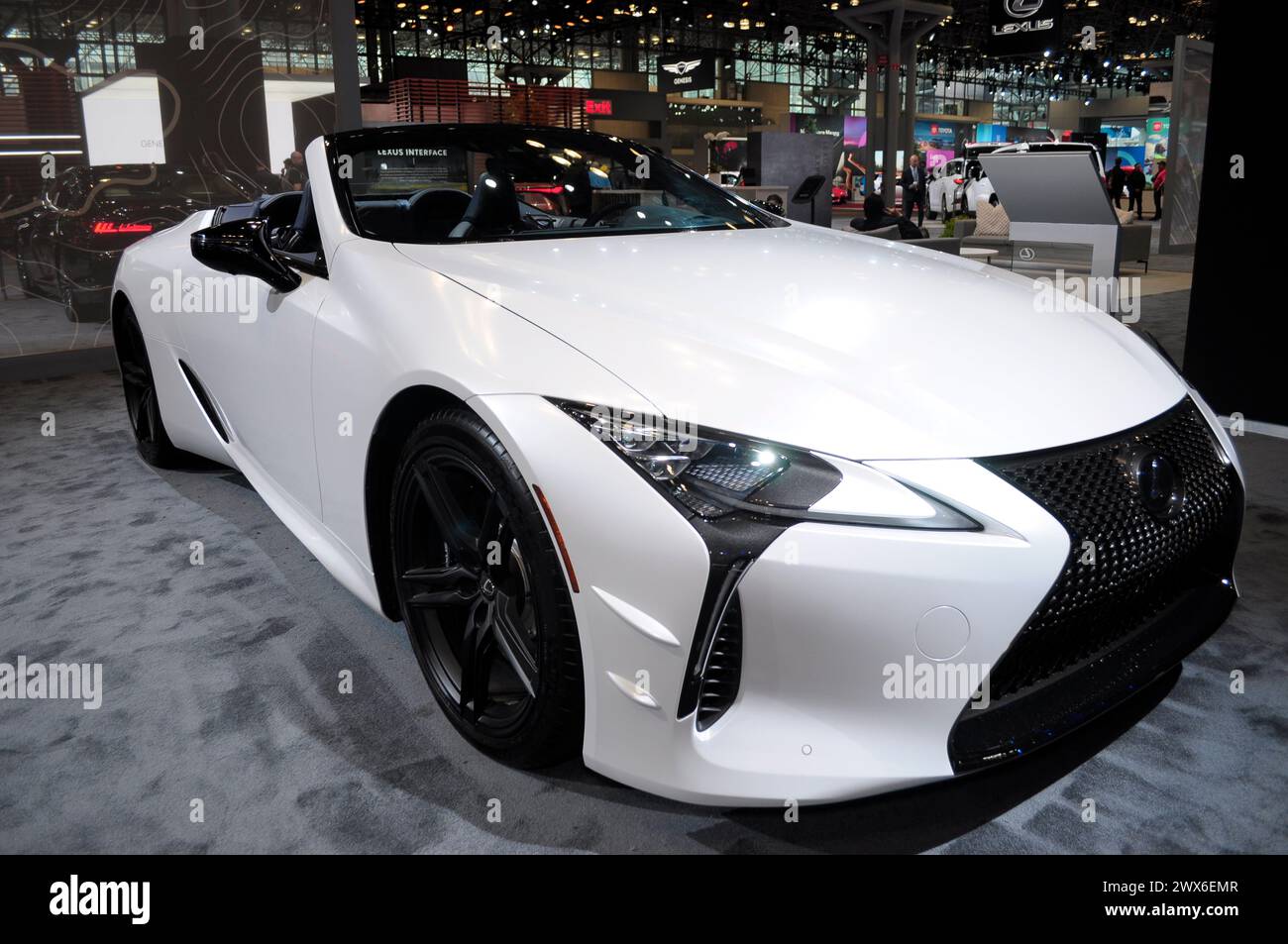 New York, United States. 27th Mar, 2024. The Lexus LC 500 Convertible vehicle is seen on the first media day at the 2024 New York International Auto Show in the Jacob K. Javits Convention Center. The annual NYIAS in Manhattan, New York City featured various car companies, debuts of new vehicles and automobile industry professionals. The show which opens to the public on March 29 and ends on April 7, attracts thousands of car enthusiasts. The NYIAS began in 1900 showcasing automobiles and examples of future car technology. Credit: SOPA Images Limited/Alamy Live News Stock Photo