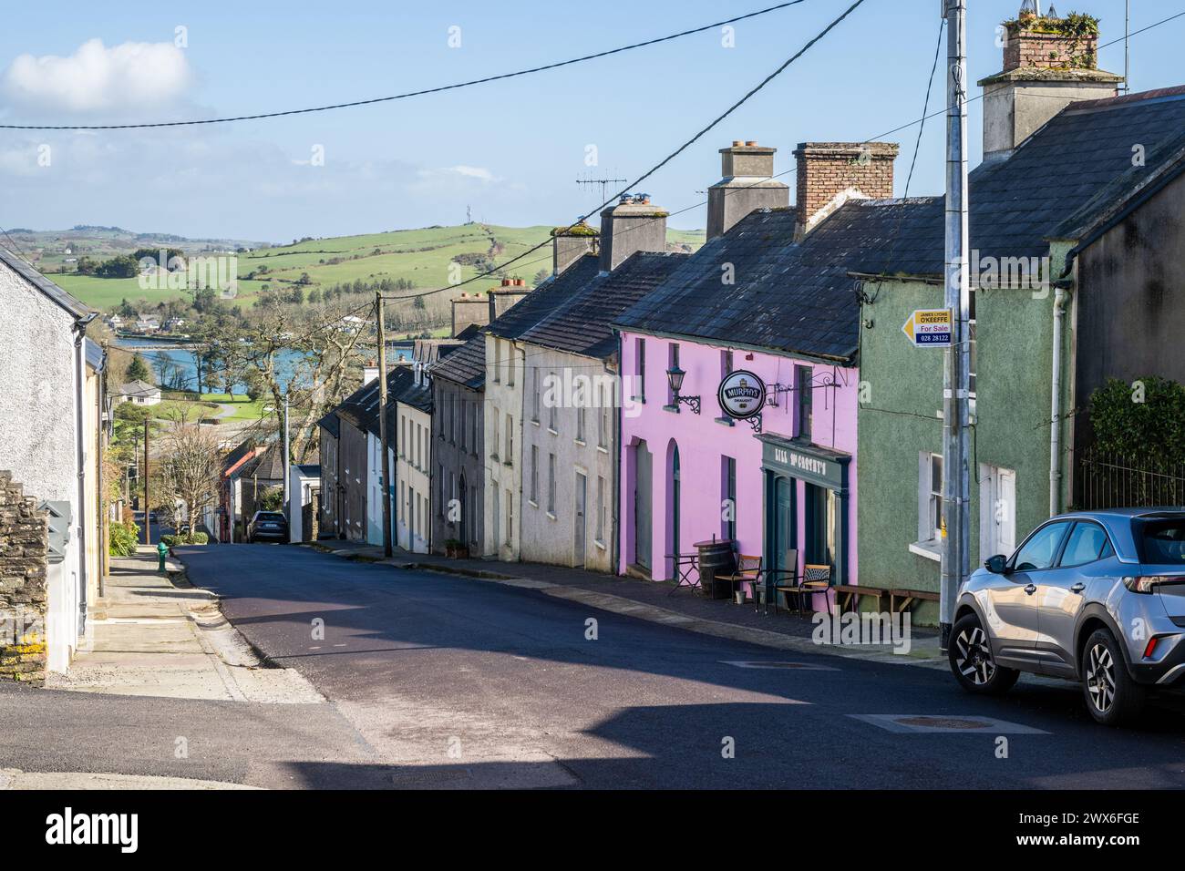 Main Street in the village of Castletownshend, West Cork, Ireland. Stock Photo