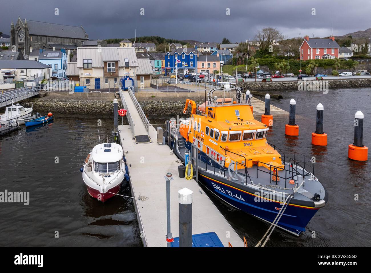 RNLI Lifeboat 'Annette Hutton' and lifeboat station in Castletownbere, West Cork, Ireland. Stock Photo