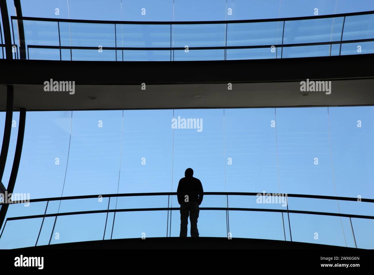 young man inside a modern office building Stock Photo