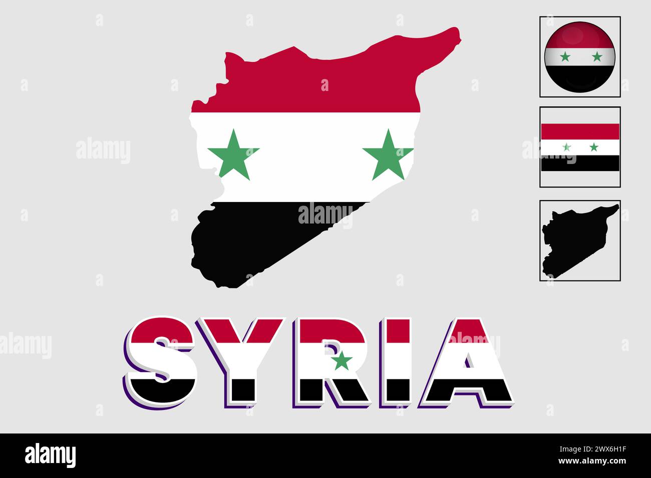 Syria flag and map in a vector graphic Stock Vector