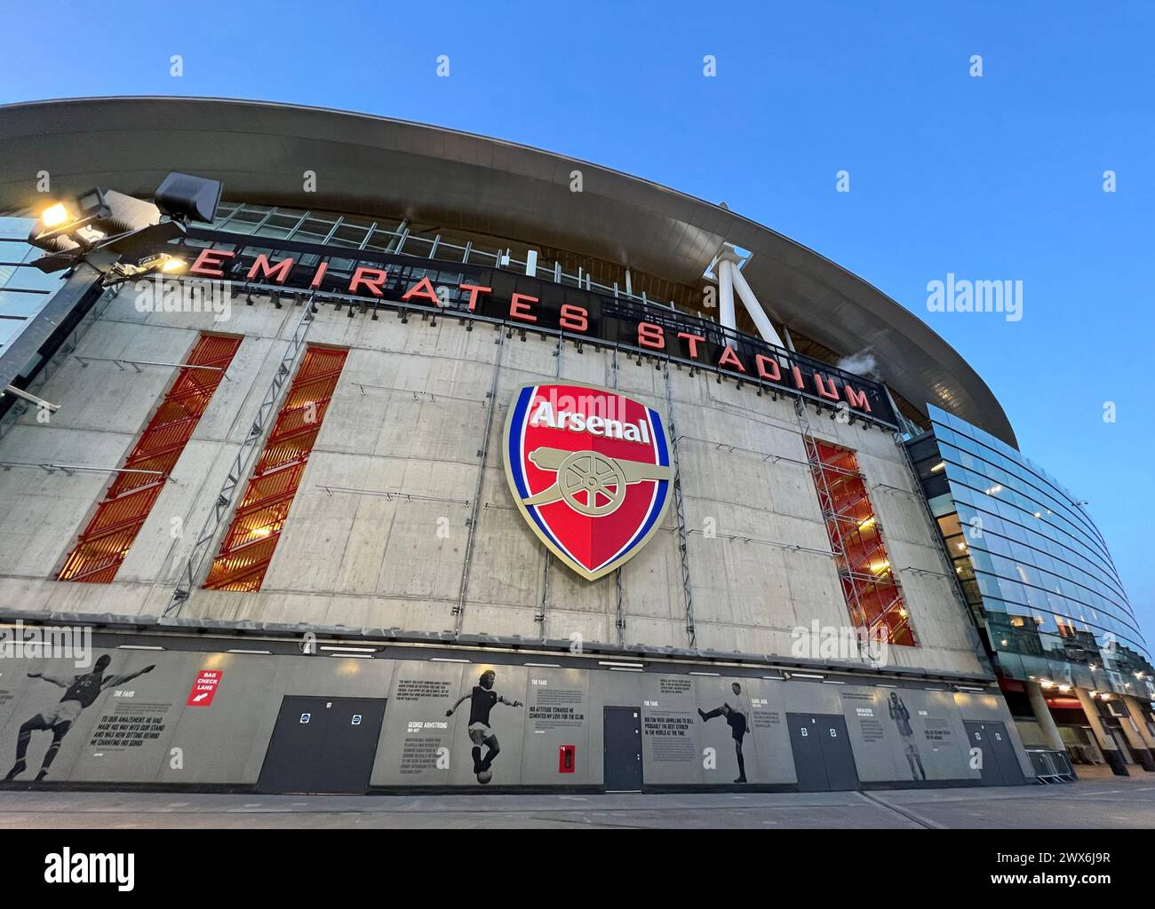 London - January, 2023 - Emirates Stadium, Arsenal Stadium for UEFA competitions, the home football stadium of Arsenal Football Club in Premier League Stock Photo