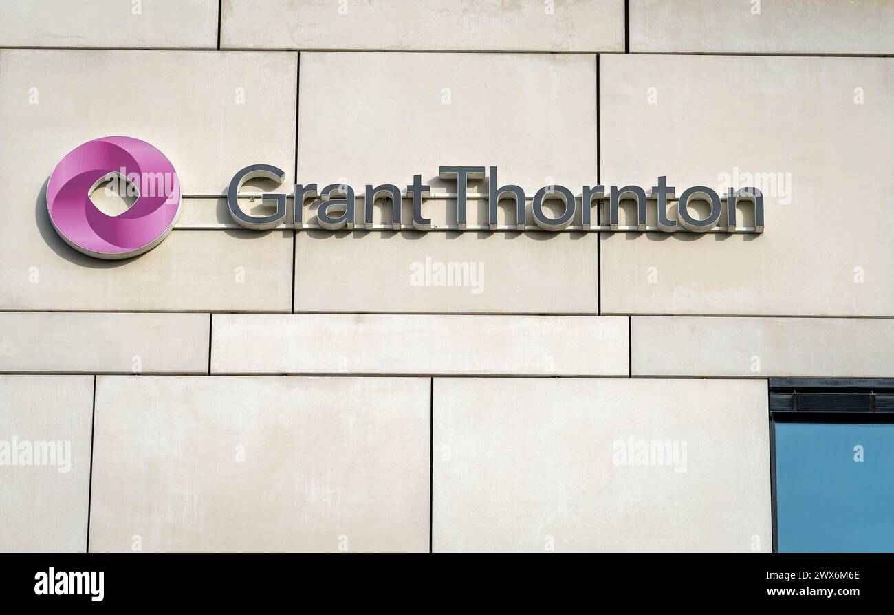 Amsterdam, The Netherlands, 26.03.2024, Grant Thornton accounting and advisory organization, logo at the company's office in Amsterdam Stock Photo