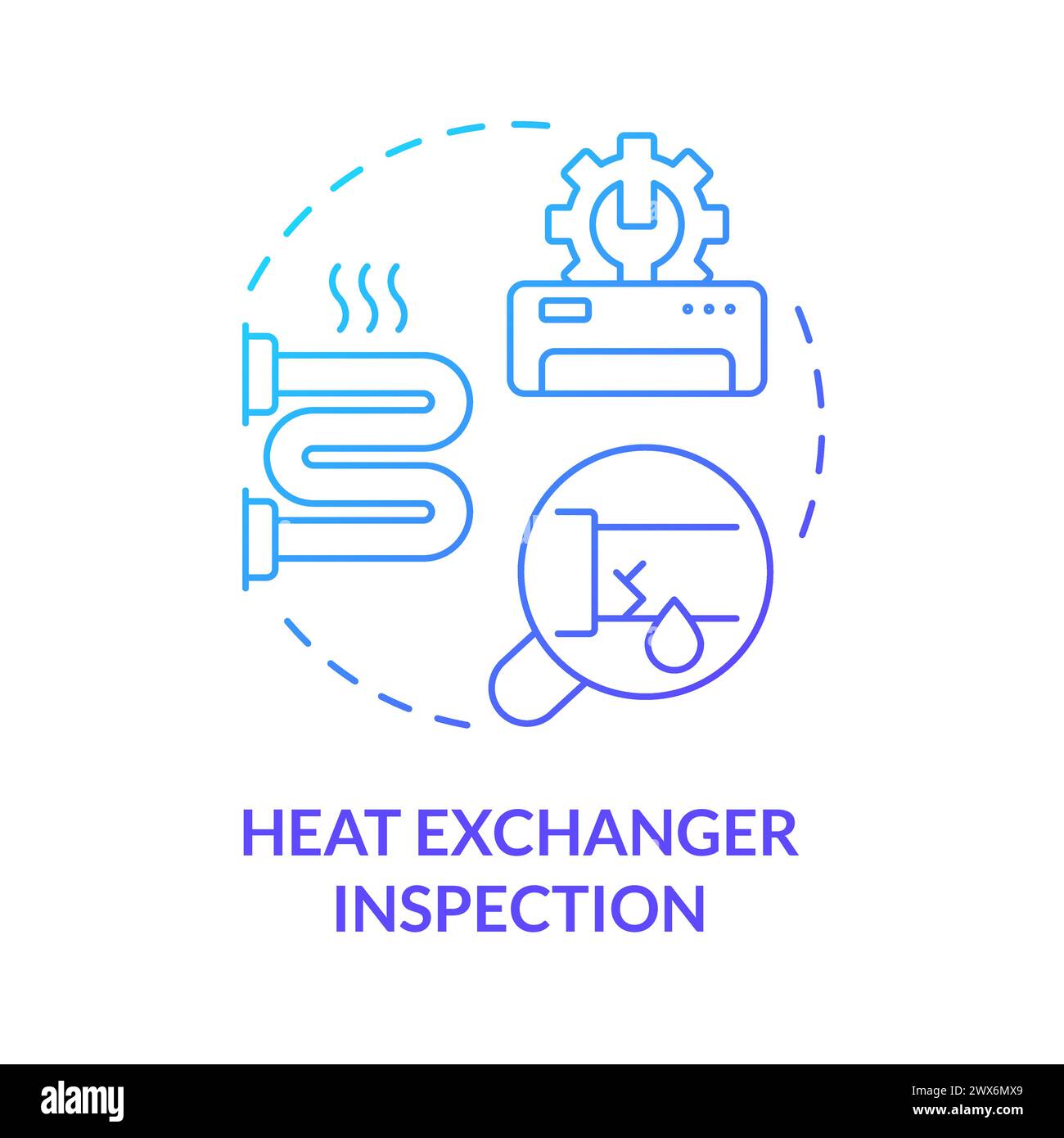Heat exchanger inspection blue gradient concept icon Stock Vector
