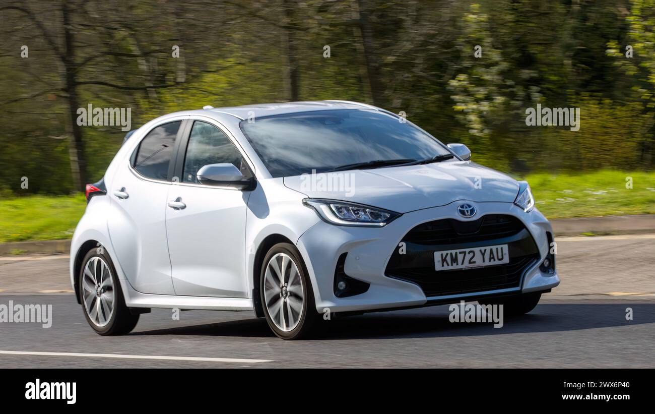 Milton Keynes,UK-Mar 28th 2024:2022 white Toyota Yaris excel hybrid ...