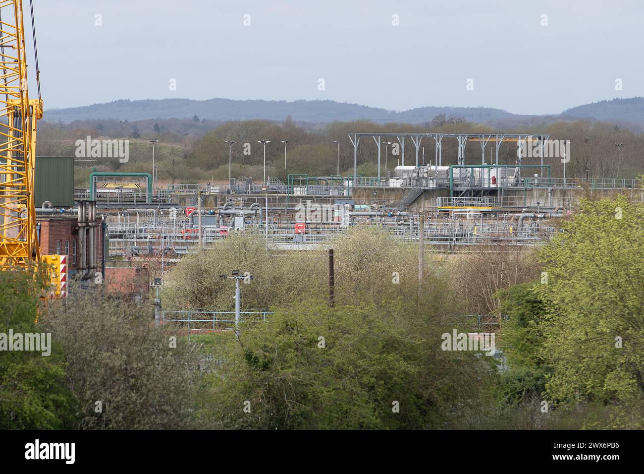 Slough, Berkshire, UK. 28th March, 2024. Slough Sewage Treatment Works in Slough, Berkshire. The possibility of Thames Water being nationalised has increased greatly today as shareholders in the UK's biggest water company have refuse to give £500m in emergency funding. The CEO of Thames Water, Chris Weston has reportedly said that if funding investment cannot be found by the end of 2024 that there was a prospect of the company going into special administration. Credit: Maureen McLean/Alamy Live News Stock Photo