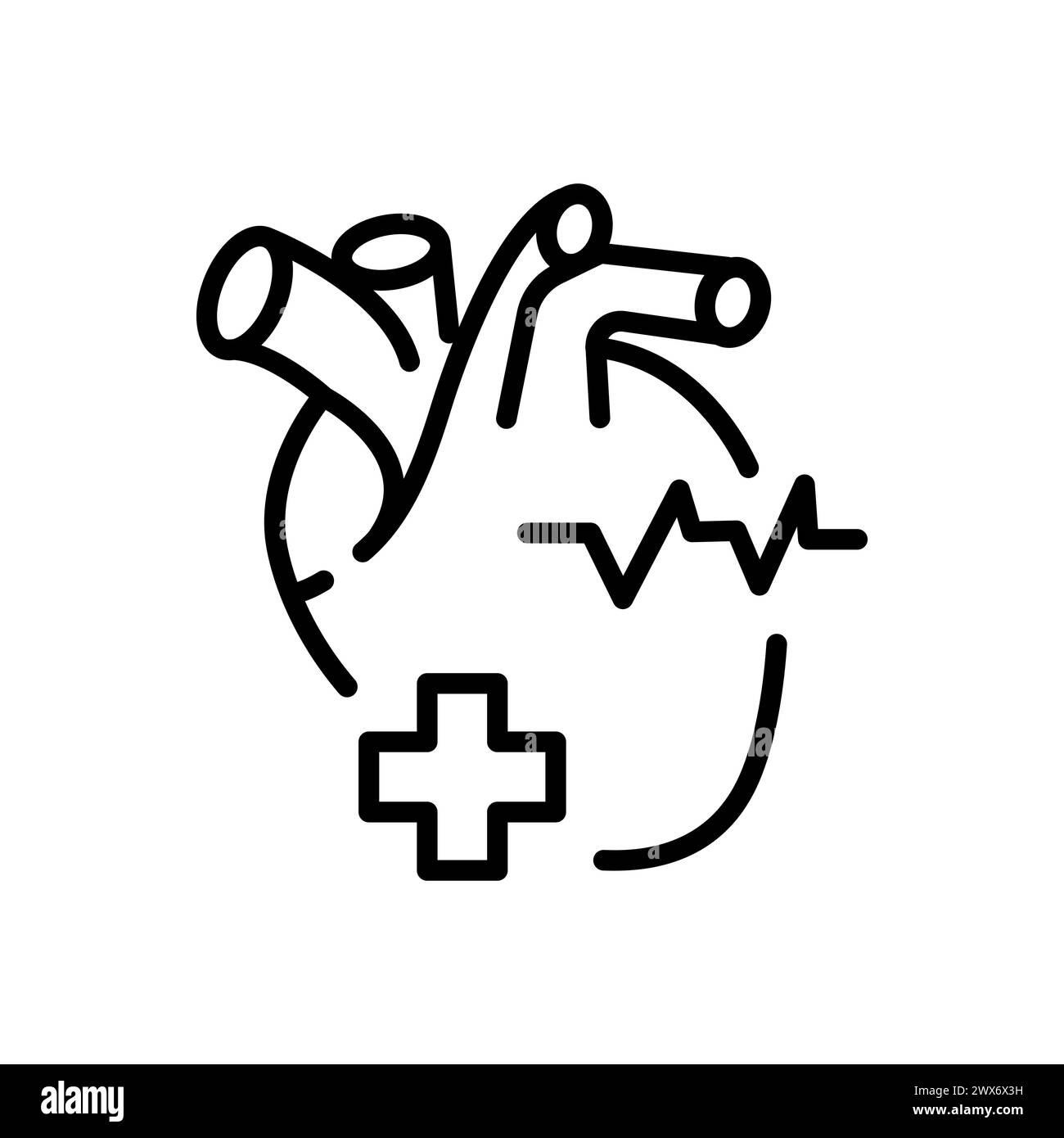Heart care concept icon. Cardiology department. Service of medical center abstract idea thin line illustration Stock Vector