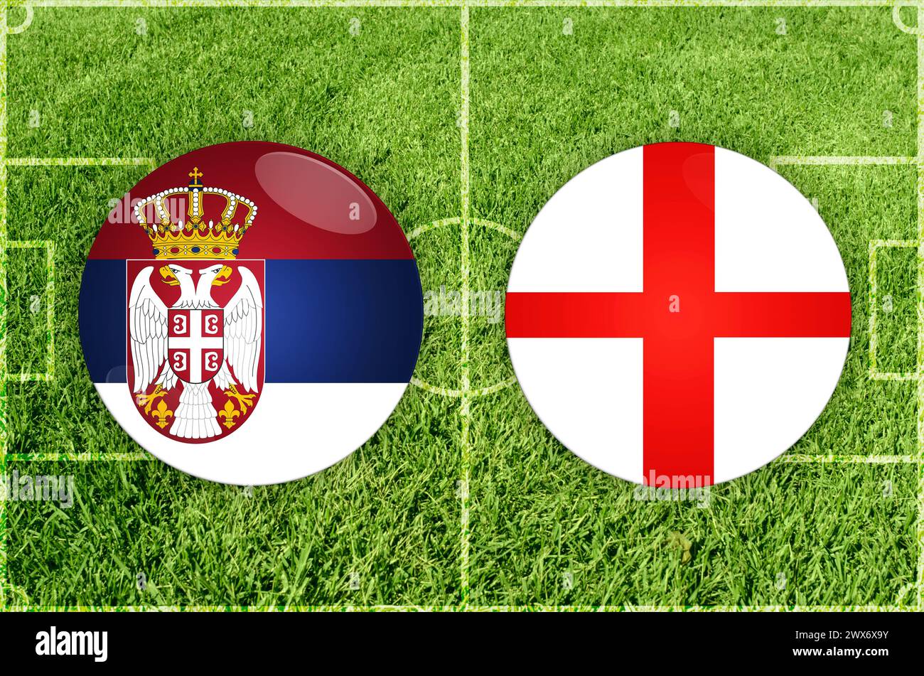 Illustration for Football match Serbia vs England Stock Photo Alamy