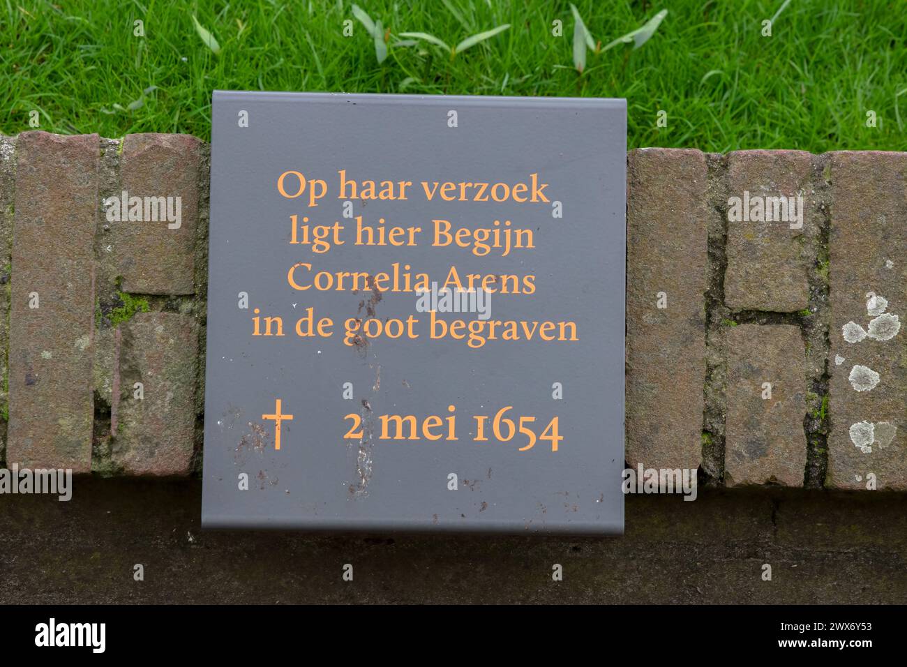 Memorial Sign Begijnhof For Begijn Cornelia Arens At Amsterdam The Netherlands 21-3-2024 Stock Photo