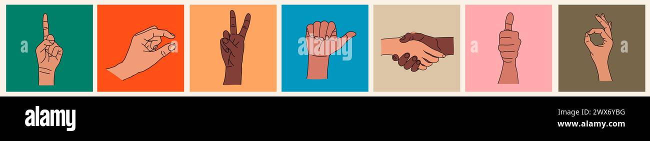 Different hand gestures vector set icons isolated Stock Vector Image ...