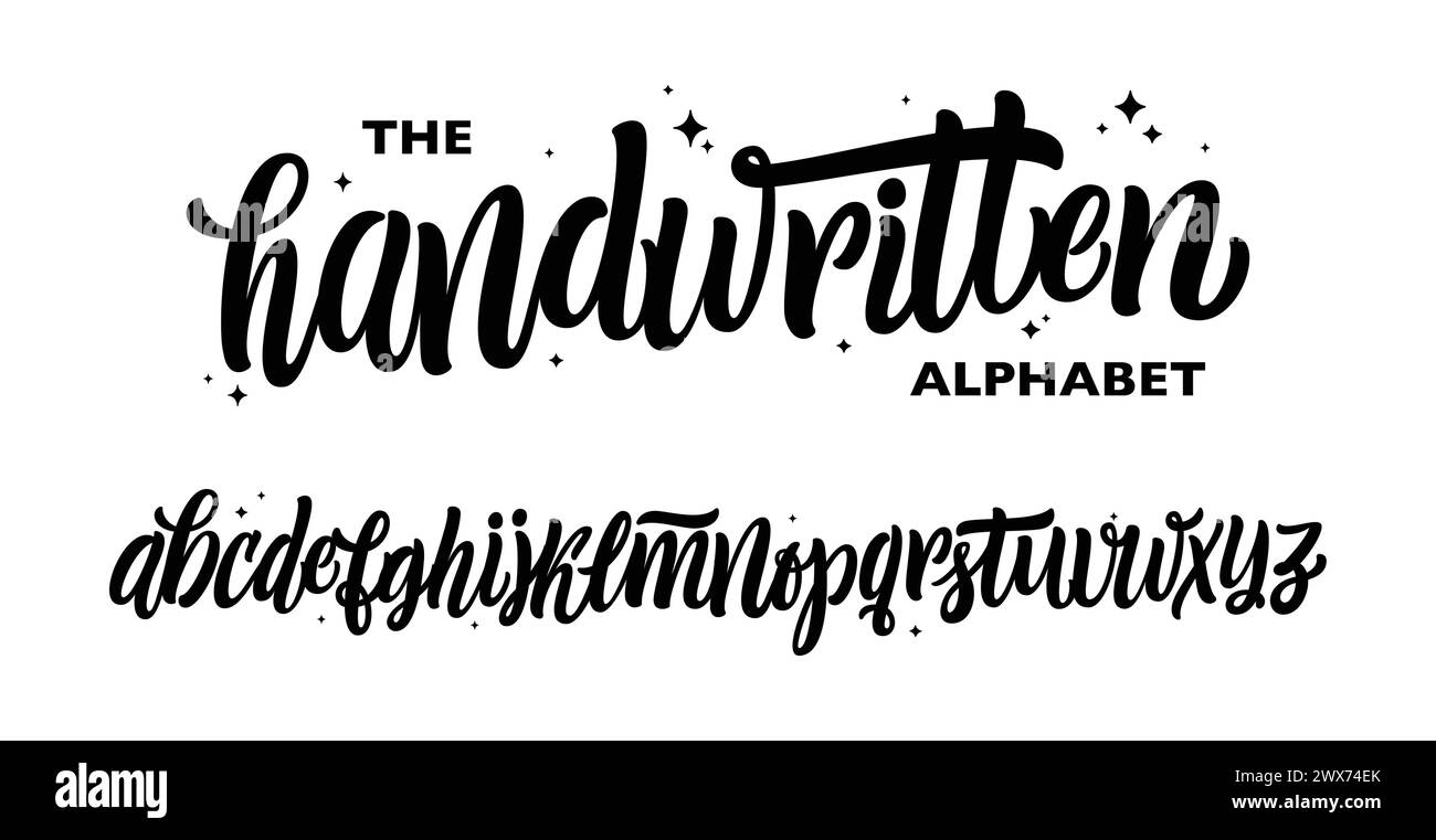Vector hand drawn alphabet isolated on white background. Brush painted ...