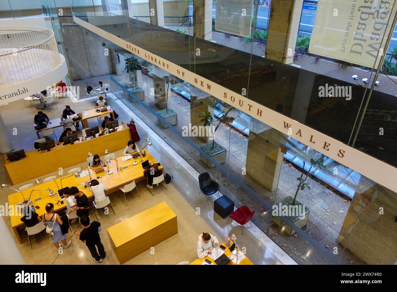 Overhead Library Overhead view of people inside the State library of New South Wales NSW ...