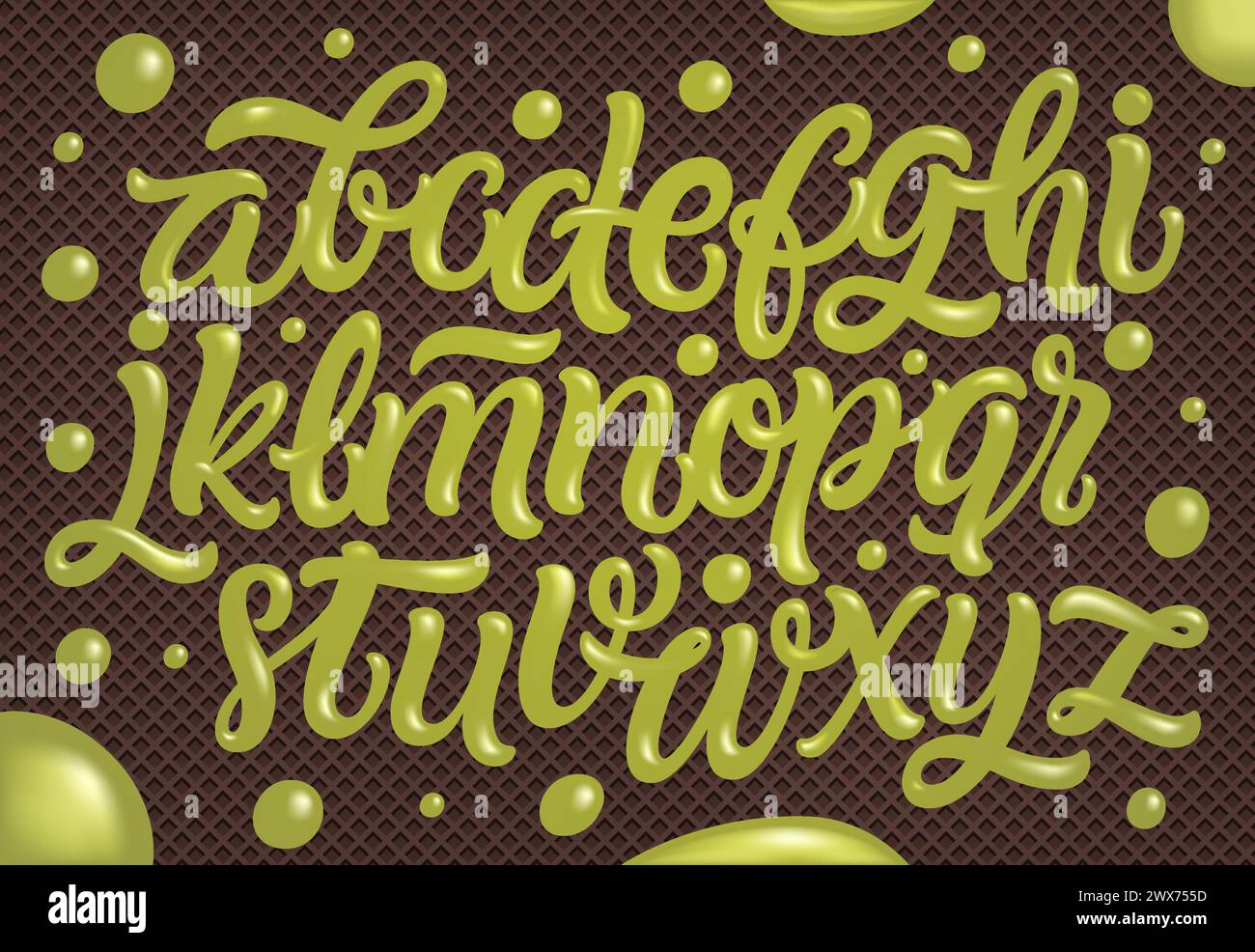 Glossy letters. Ice cream and dessert lettering. Frozen type. Vector