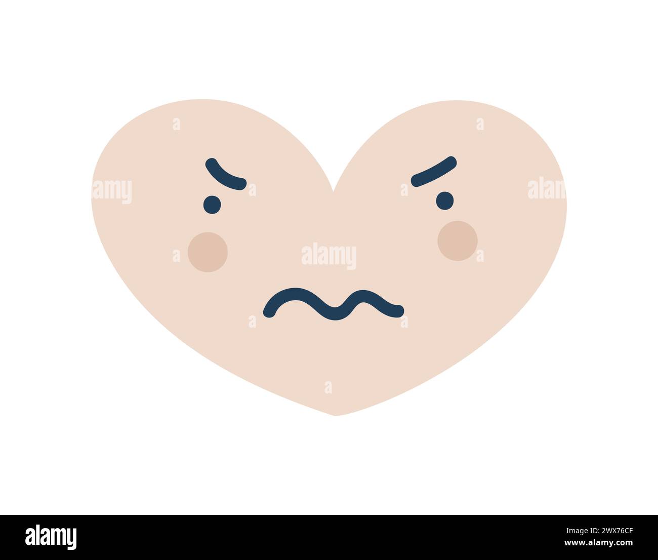 Beige nervous heart Emoji Icon. Object Symbol flat Vector Art. Cartoon ...