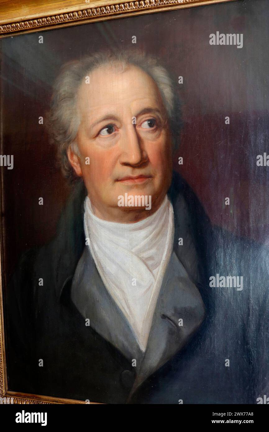 Portraitgemaelde con  Johann Wolfgang von Goethe, Goethehaus, Commerzbank Tower, Frankfurt am Main  (nur fuer redaktionelle Verwendung. Keine Werbung. Stock Photo