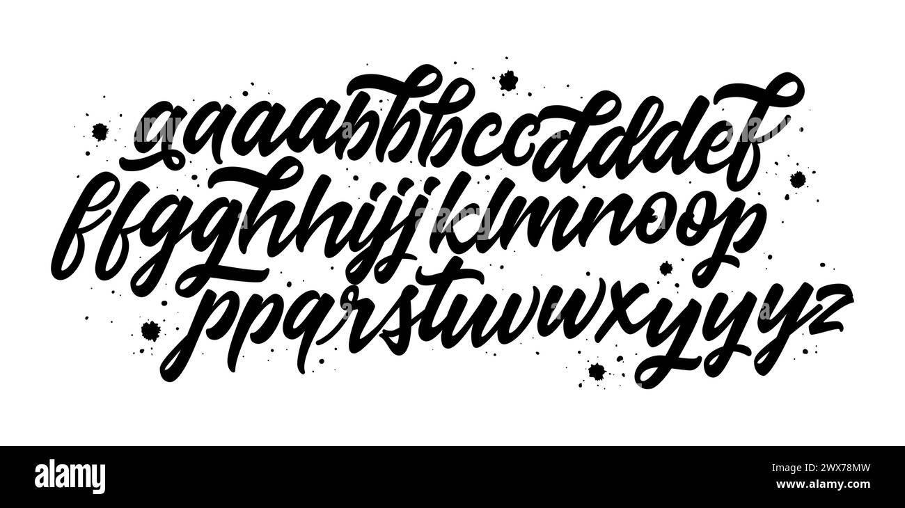 Vector hand drawn alphabet isolated on white background. Brush painted ...