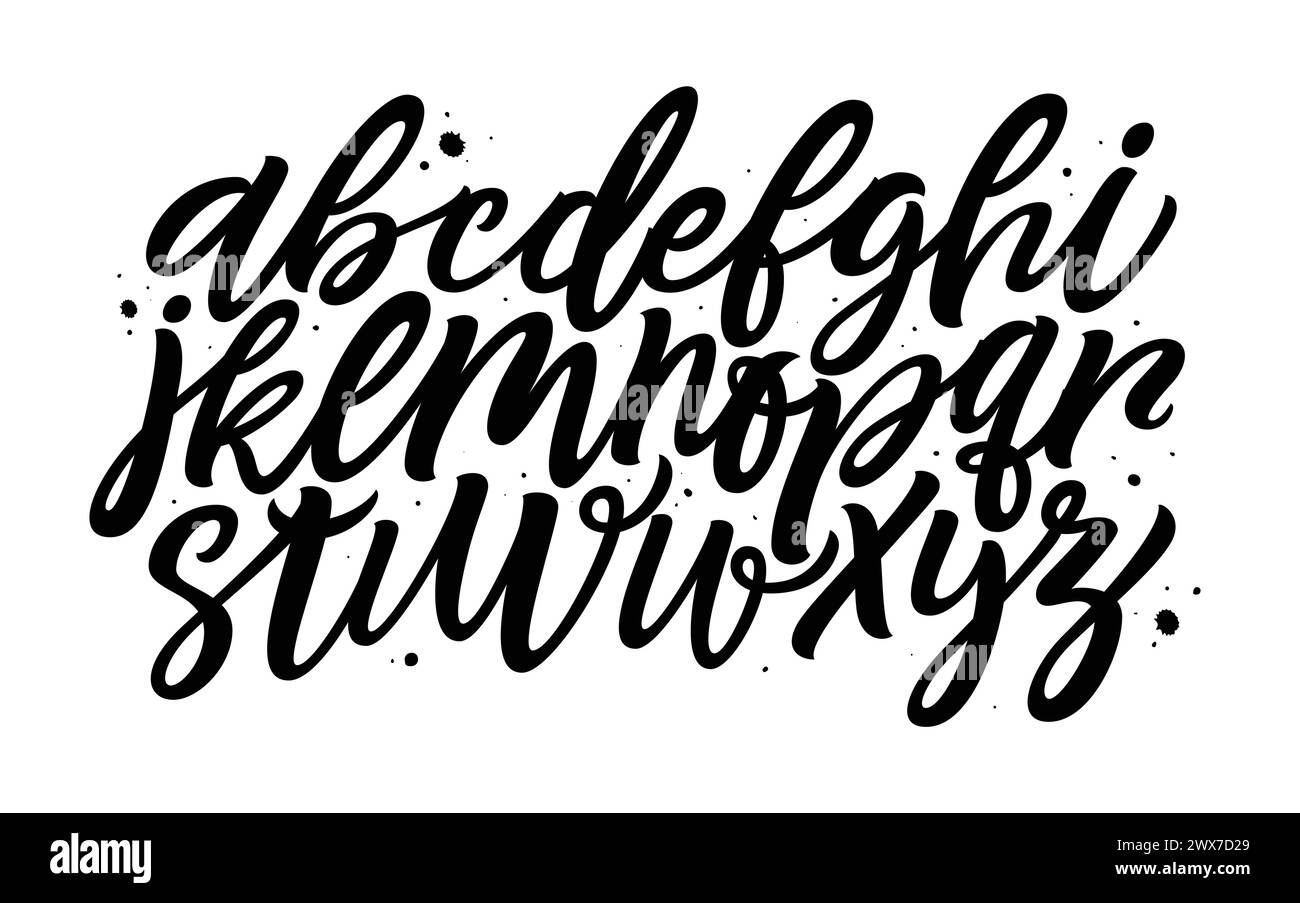 Vector hand drawn alphabet isolated on white background. Brush painted ...