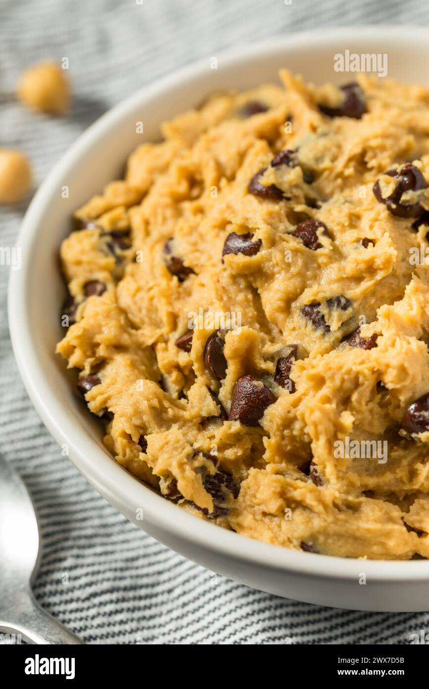 Healthy Vegan Chickpea Cookie Dough with Chocolate Chips Stock Photo