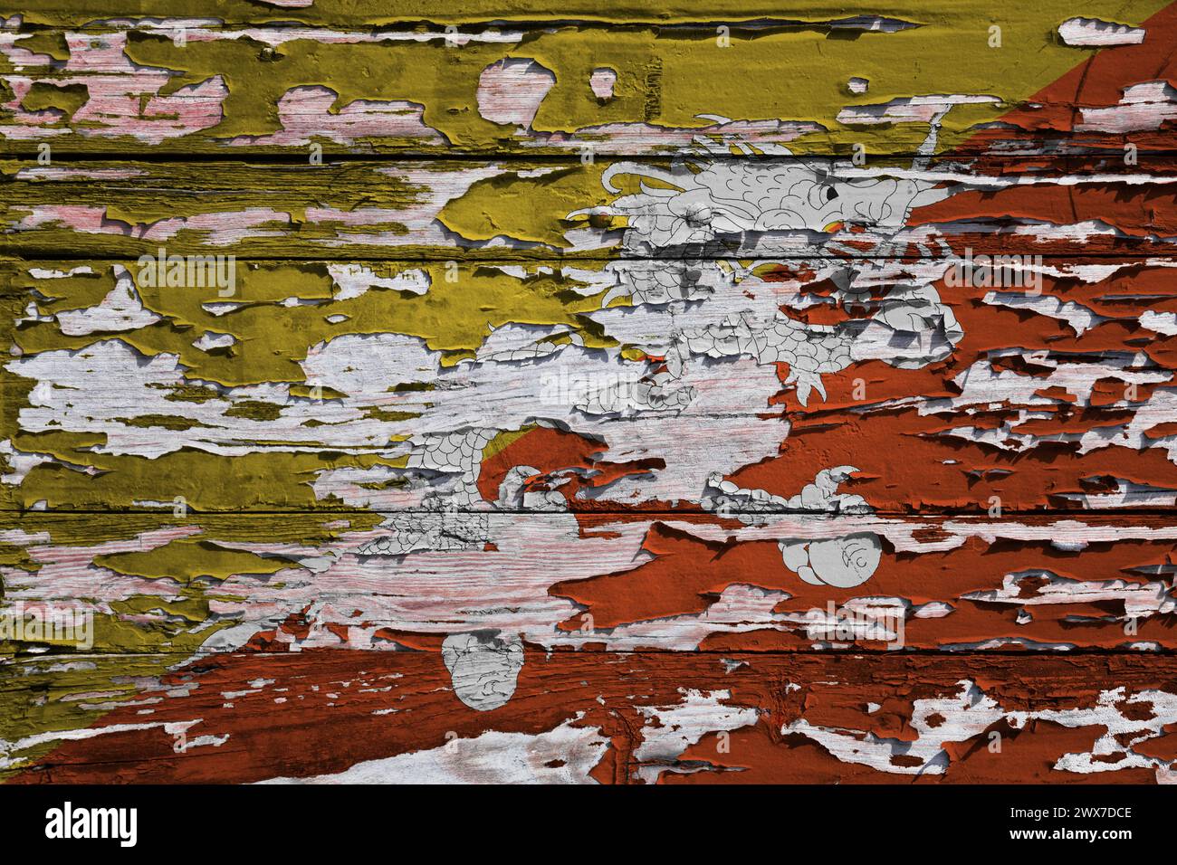 Flag of Bhutan painted on a grunge wooden board Stock Photo - Alamy