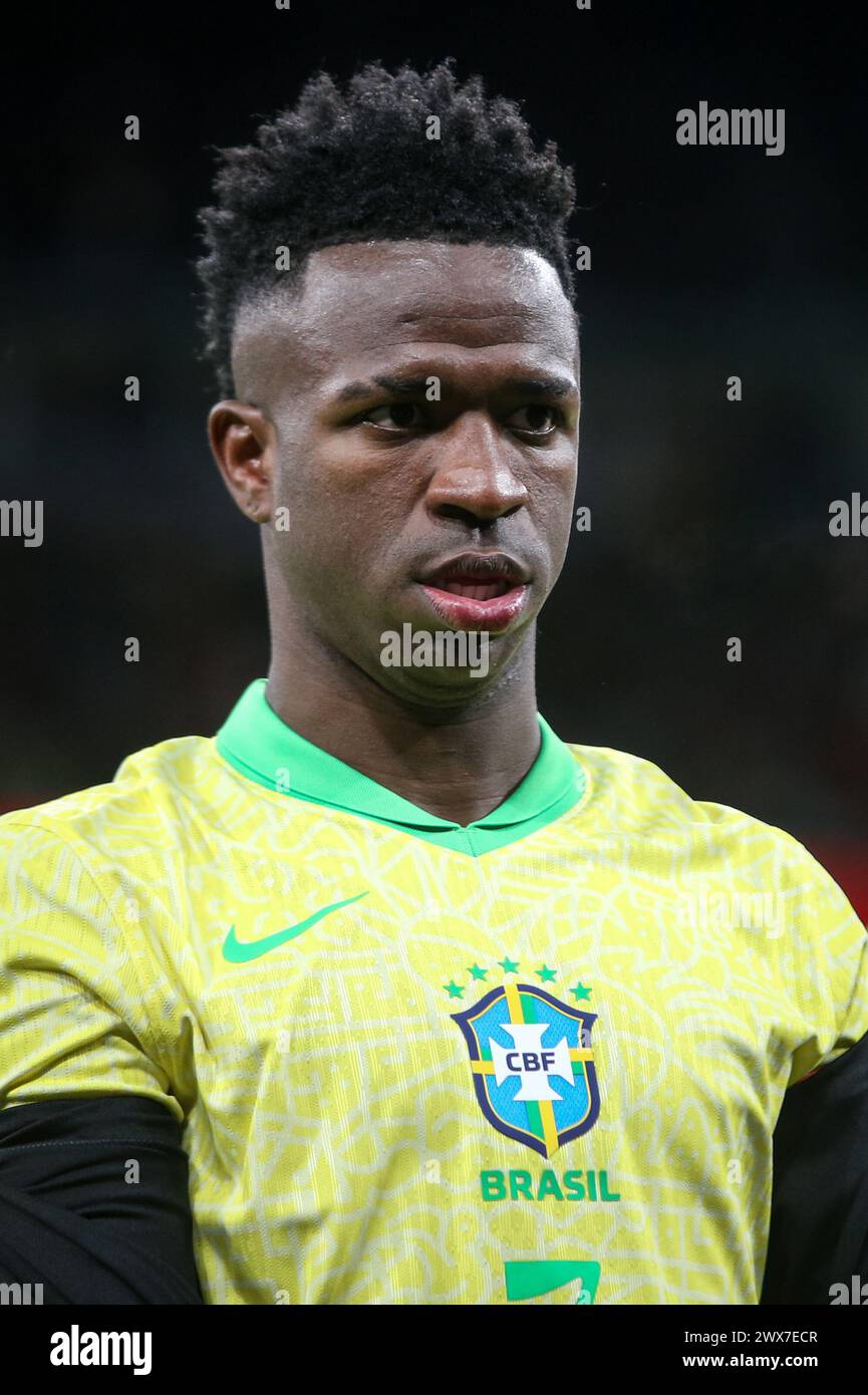 Madrid, Spain, 26st March. Vinícius Júnior during the match between Spain and Brazil for friendly game at Santiago Bernabéu stadium, Madrid. Credit: R Stock Photo