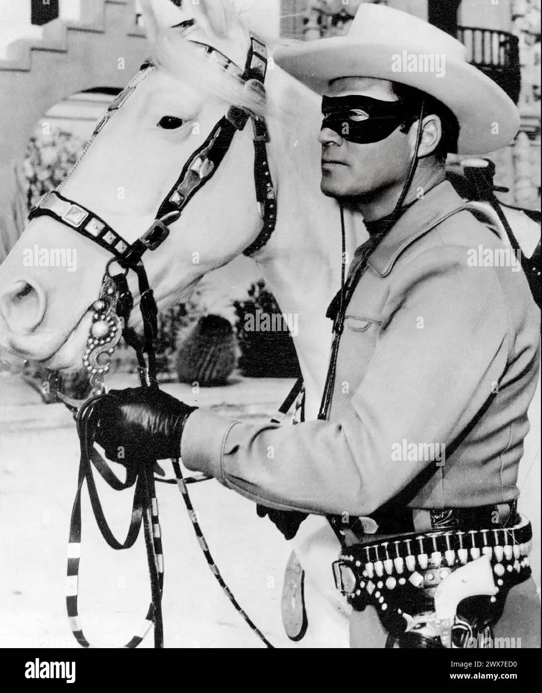 CLAYTON MOORE (1914-1999) American film and TV actor as the Lone Ranger about 1965 Stock Photo