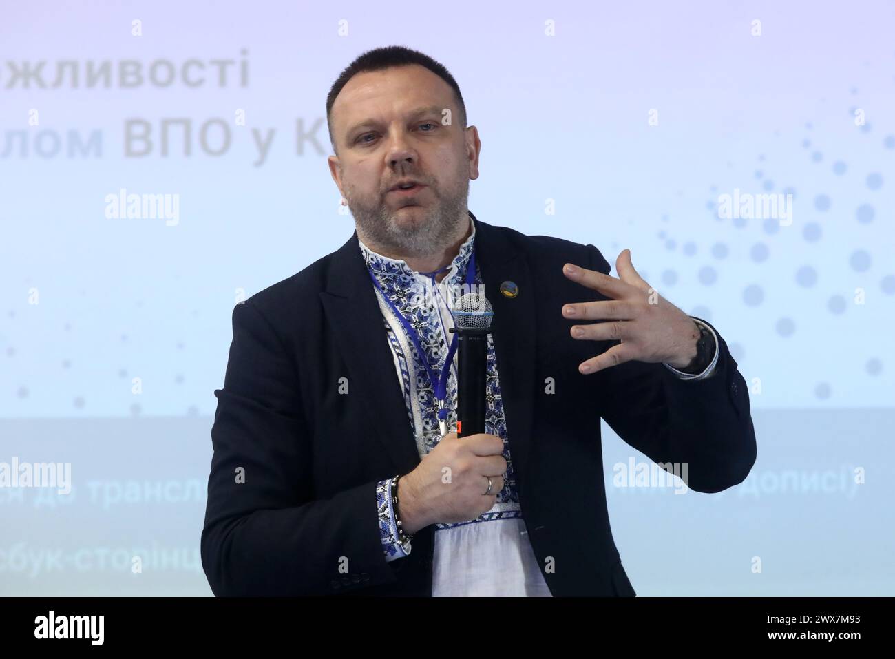 Non Exclusive: KYIV, UKRAINE - MARCH 26, 2024 - First Deputy Chairman of the Committee on Human Rights, Deoccupation and Reintegration of Temporarily Stock Photo