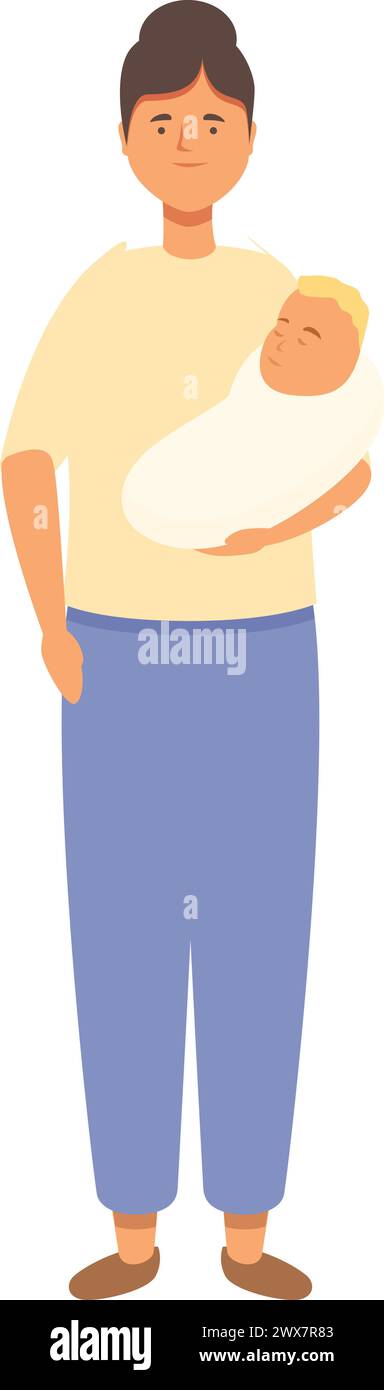 Night Babysitting Icon Cartoon Vector Sleep Babysit Mom Crying Baby