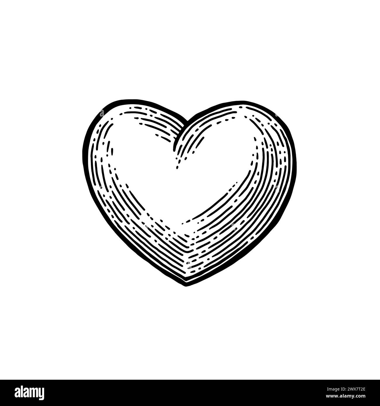Heart in style vintage engraving illustration isolated on a white background. For web, greeting card, poster, infographic. Valentine's day concept. Stock Vector