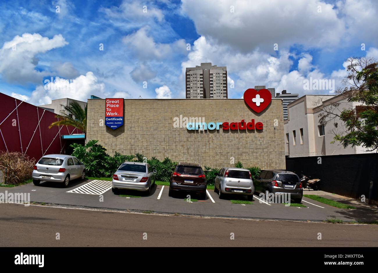 RIBEIRAO PRETO, SAO PAULO, BRAZIL - January 2, 2024: Facade of health care company Stock Photo