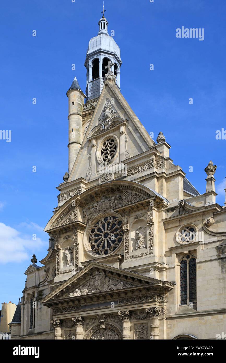 France, Ile-de-France region, Paris rive Gauche, 5th arrondissement, place Sainte Geneviève, Saint-Étienne-du-Mont church, 19 March 2024 Stock Photo