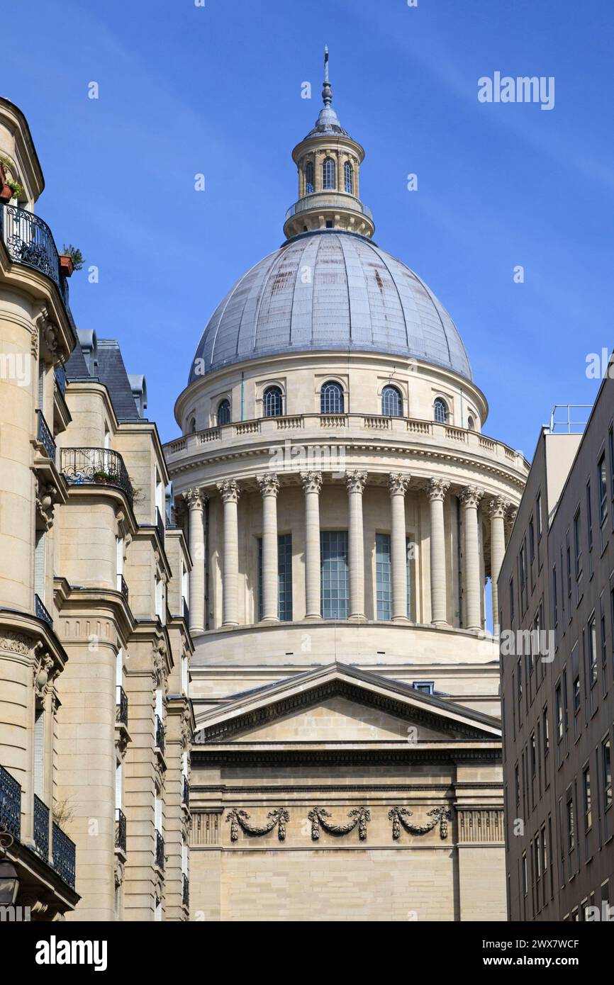 France, Ile-de-France region, 5th arrondissement, dome and colonnade of the Pantheon, from the rue d'Ulm 21 March 2024 Stock Photo