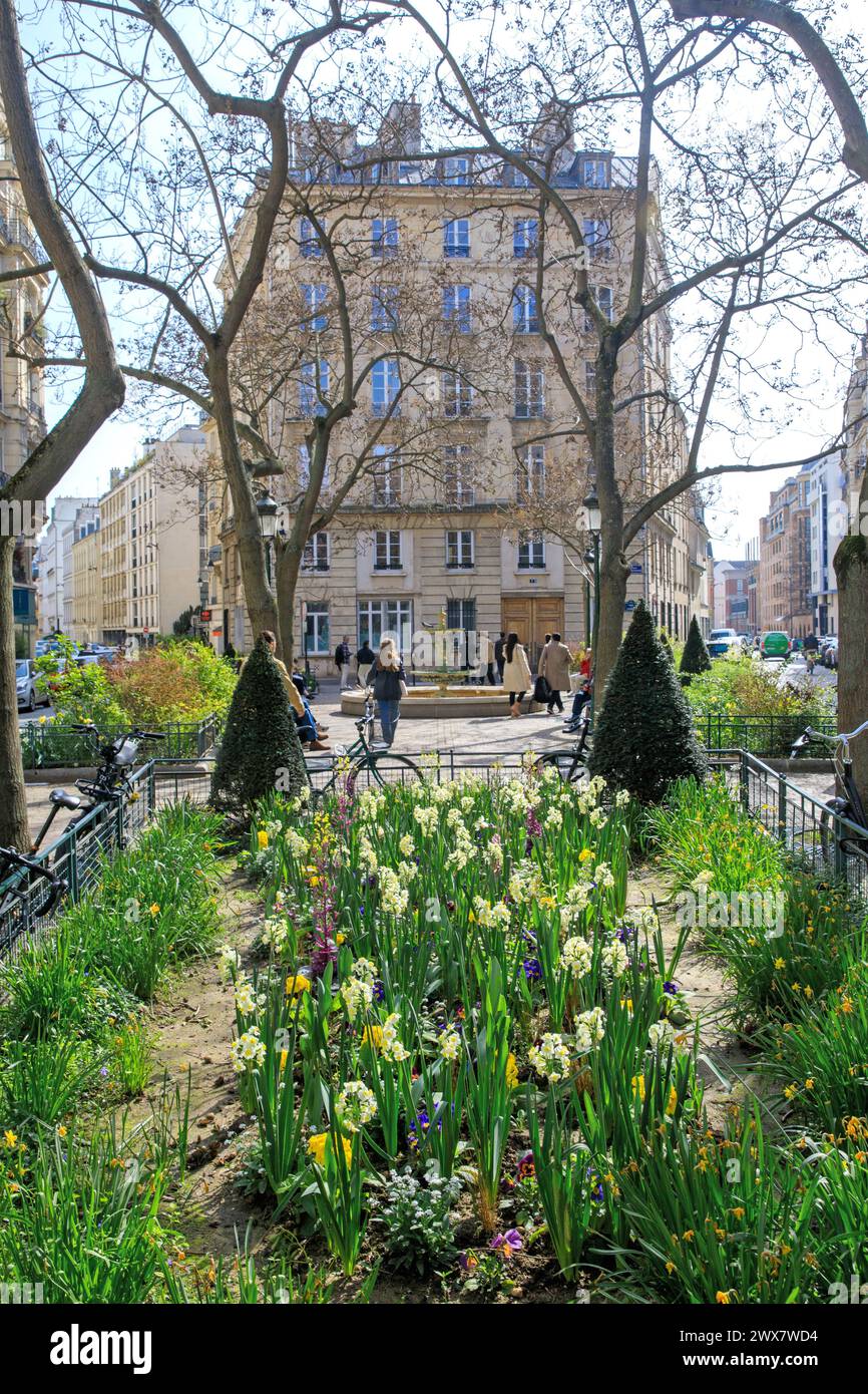 France, Ile-de-France region, 5th arrondissement, place de l'Estrapade, filming location for the 'Emily in Paris' series. 21 March 2028 Stock Photo