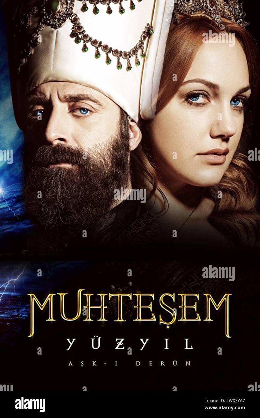 Muhtesem Yüzyil  TV Series 2011 - 2014 Turkey Creation: Meral Okay, Yagmur Taylan, Durul Taylan Halit Ergenç, Meryem Uzerli  Turkish poster Stock Photo