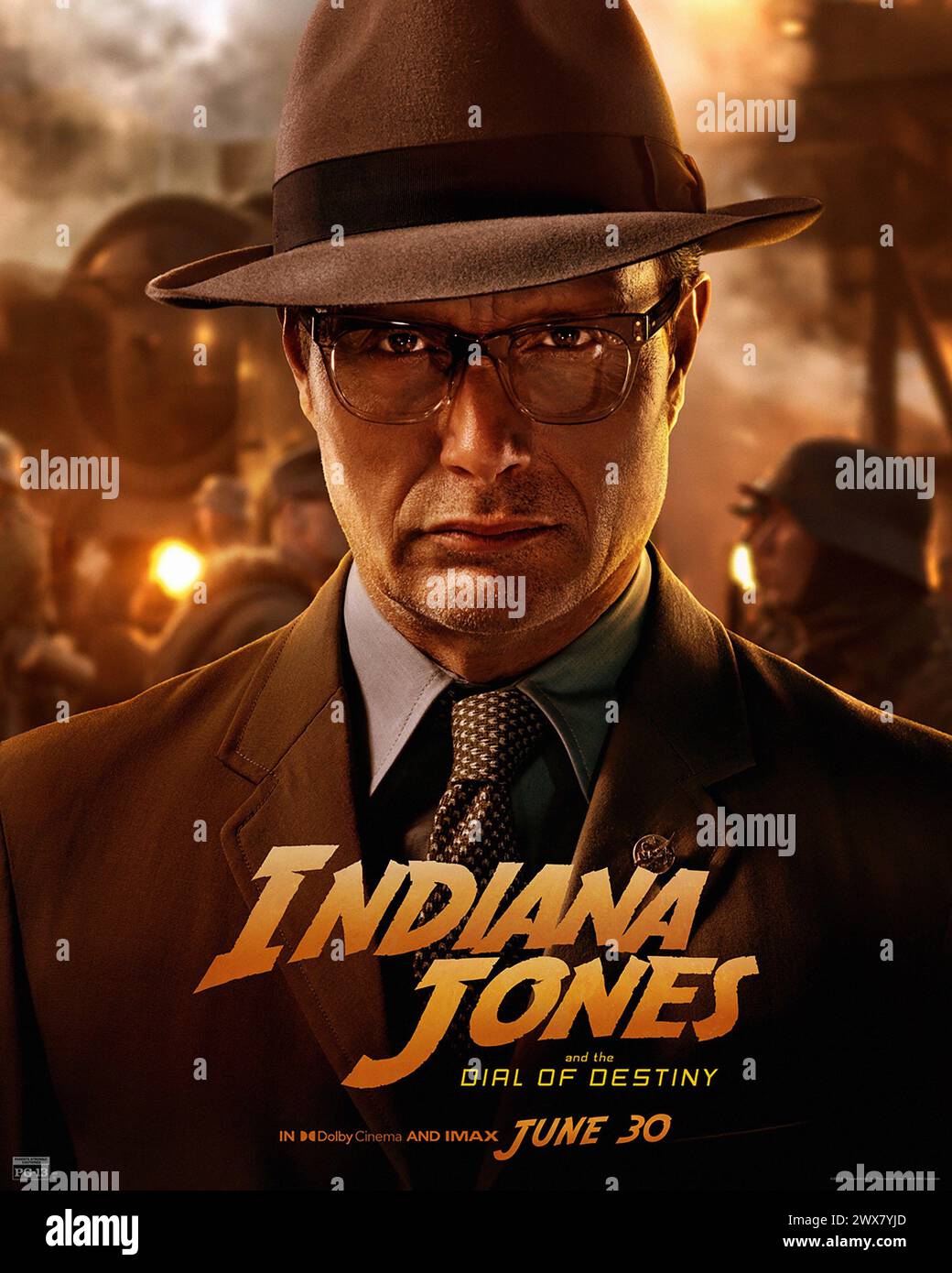Indiana Jones and the Dial of Destiny Year : 2023 USA Director : James Mangold Mads Mikkelsen American poster Stock Photo