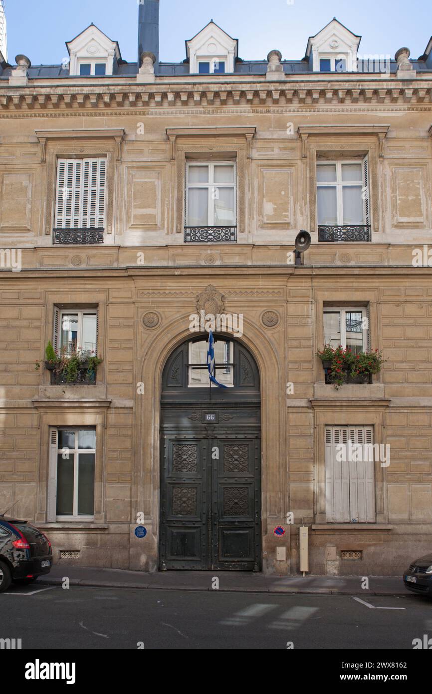 Paris, 9th arrondissement, 66 rue de La Rochefoucault, building where lived French author Victor Hugo, Stock Photo