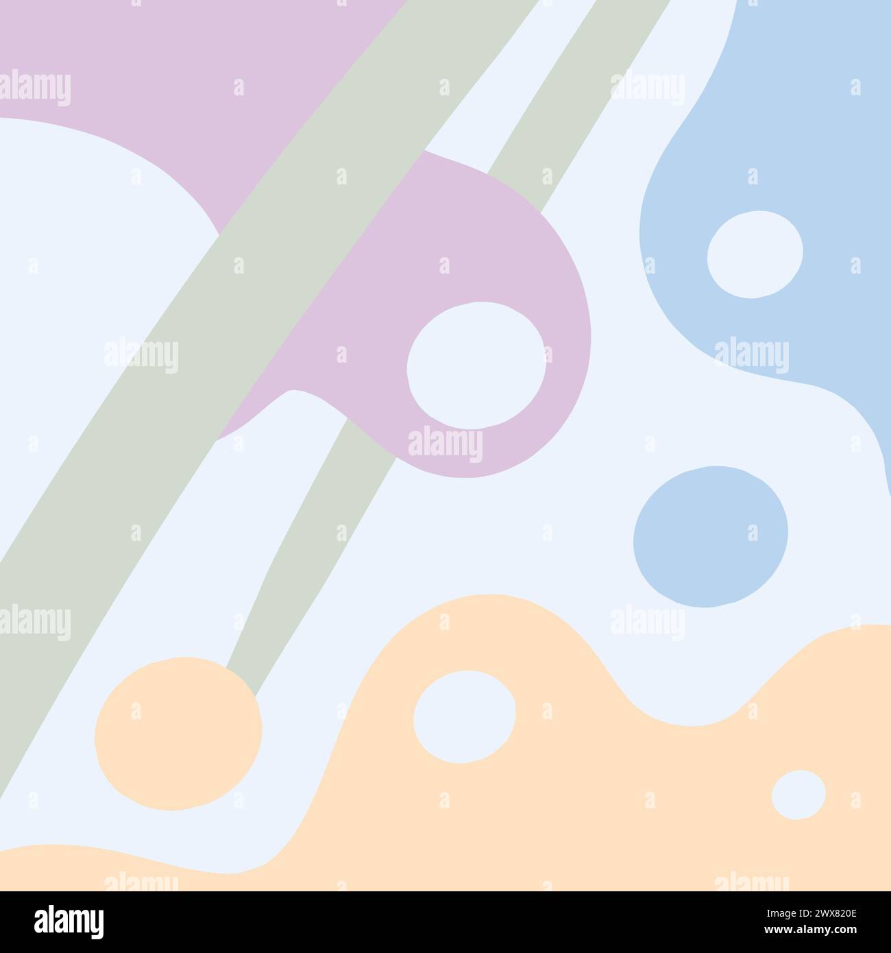 Color illustration in pastel colors. Hand drawn vector shapes, circles ...