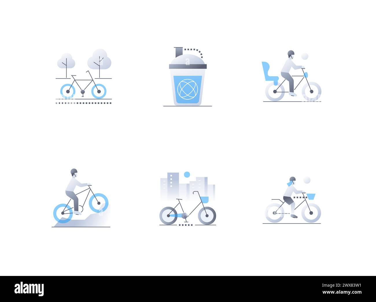 Cycling flat icons Cut Out Stock Images & Pictures - Alamy