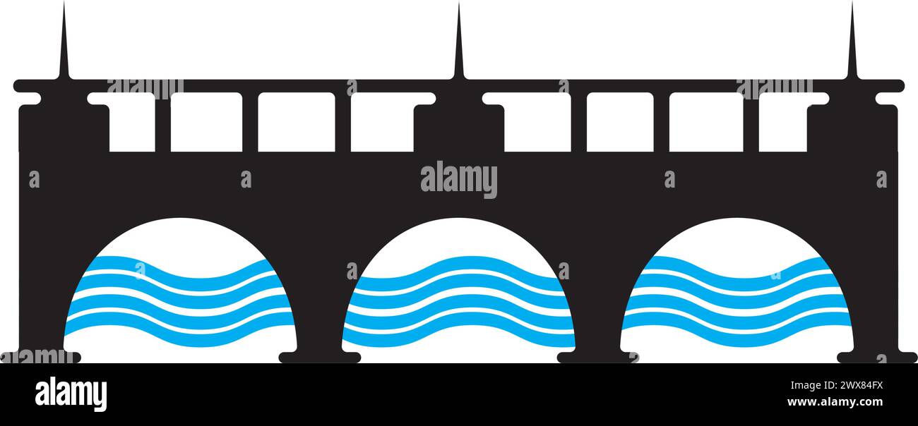 Bridge icon logo, vector design illustration Stock Vector