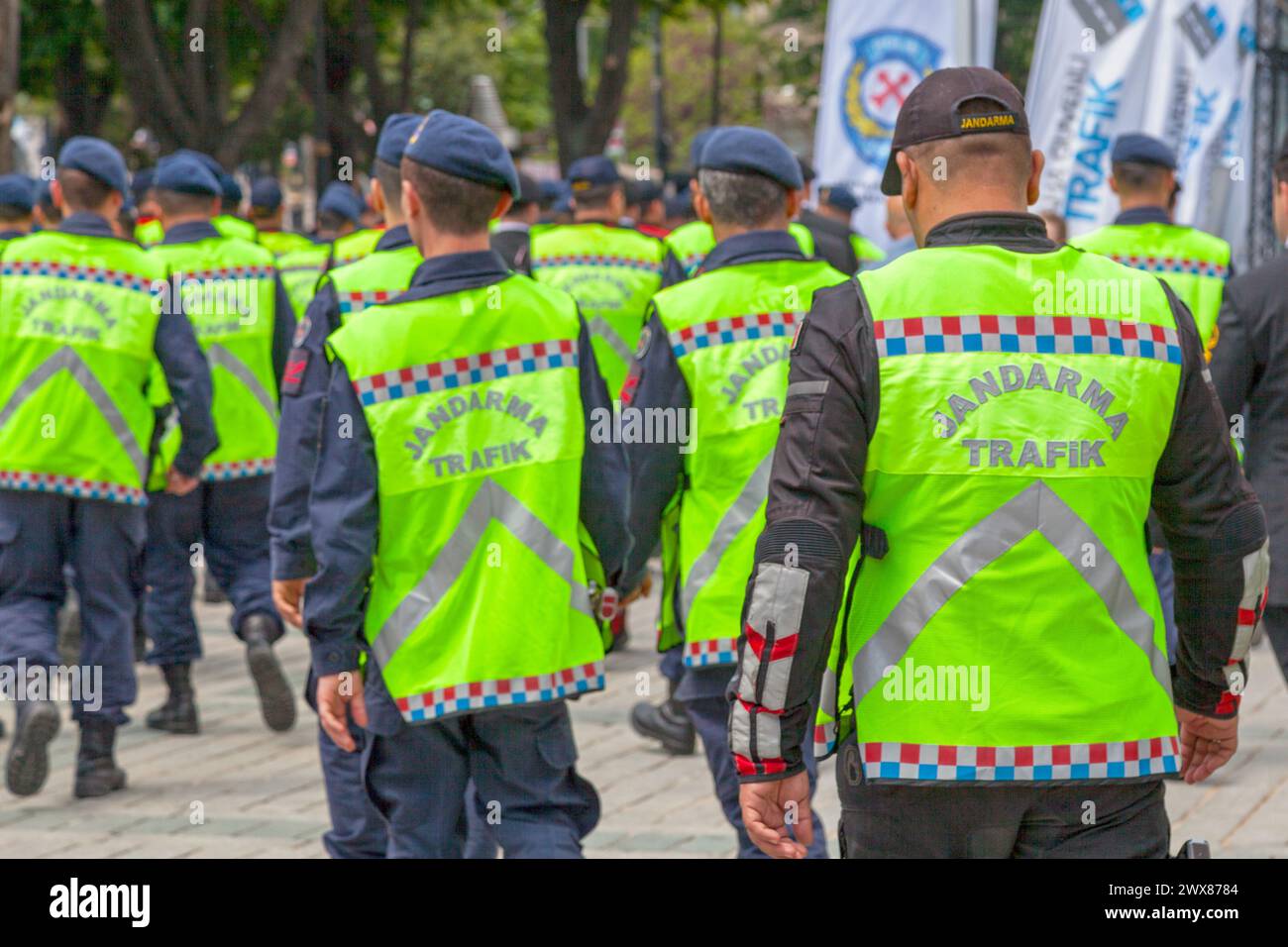 Istanbul, Turkey - May 09 2019: Officers of the Jandarma Trafik (Gendarmerie Traffic) patroling the street. Stock Photo