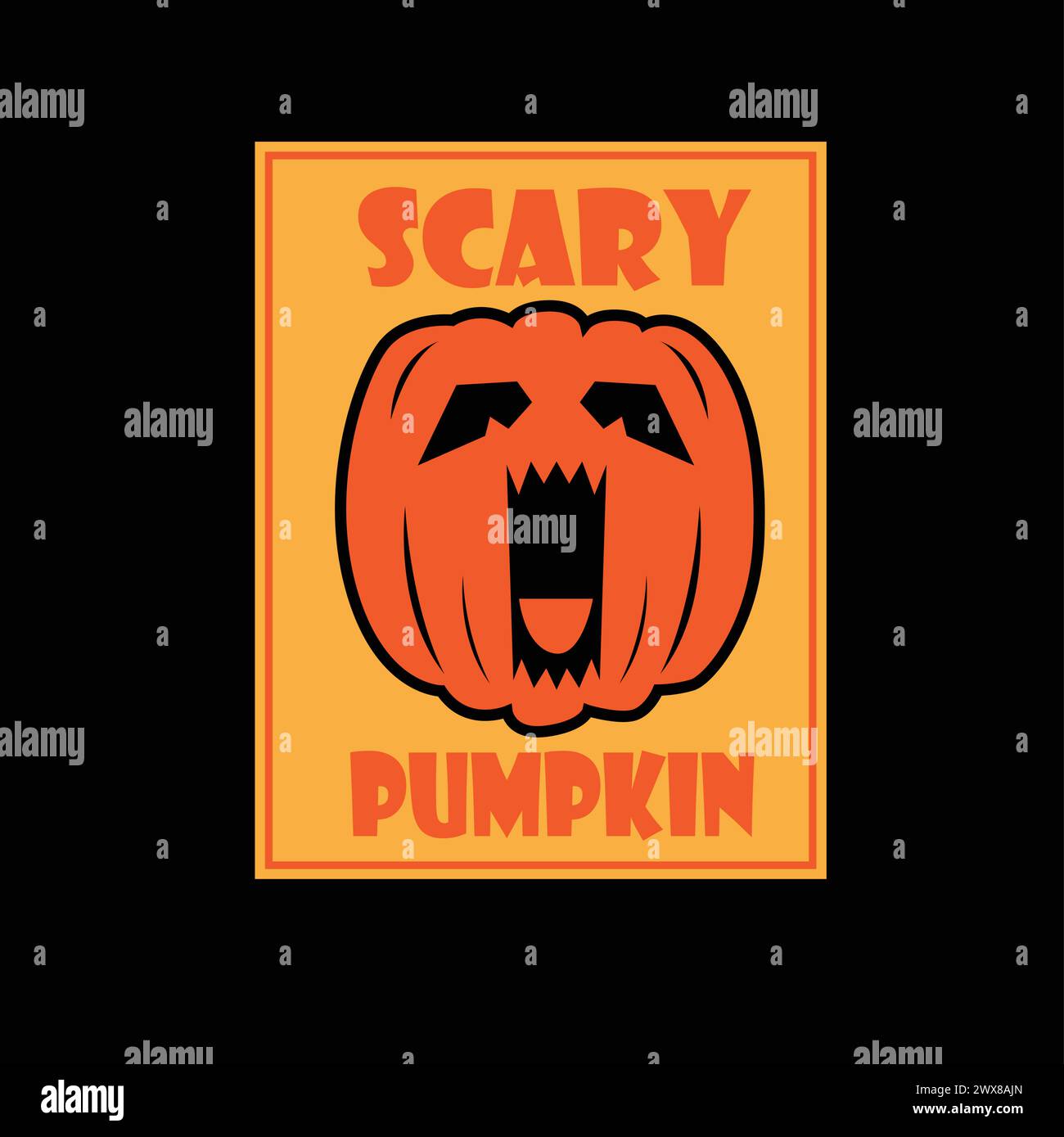 Scary Pumpkin  Halloween day Graphic Design typography  t shirt print vector Stock Vector