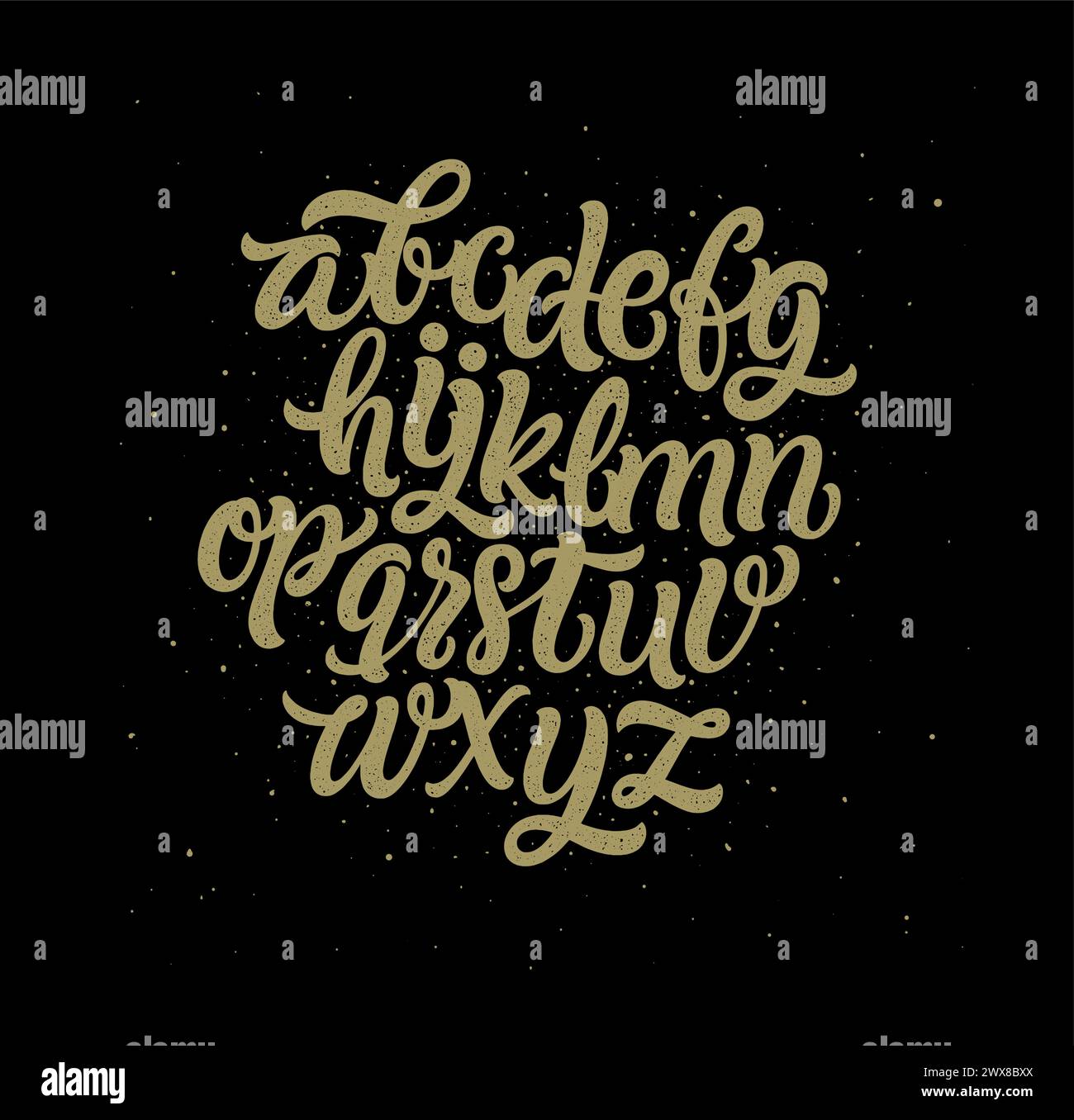 Vector hand drawn alphabet isolated on white background. Brush painted ...