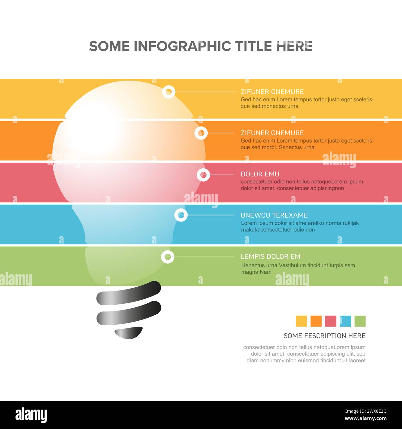 idea infographic template - light bulb icon made from red stripes with ...