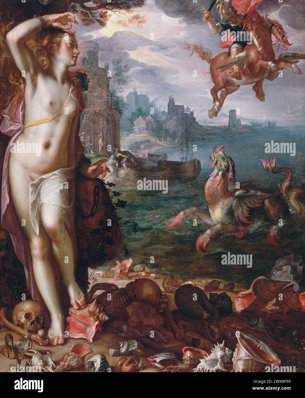 Joachim Wtewael Perseus and Andromeda, 1616, Louvre, Stock Photo
