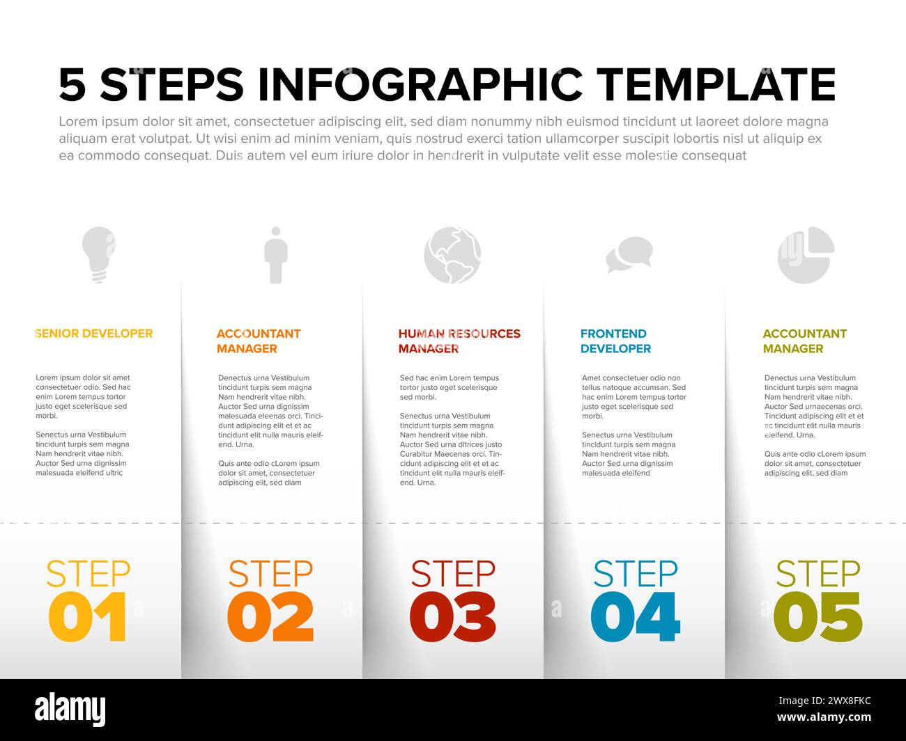 Vector Five Simple Slips Of Paper As Steps Progress Template With