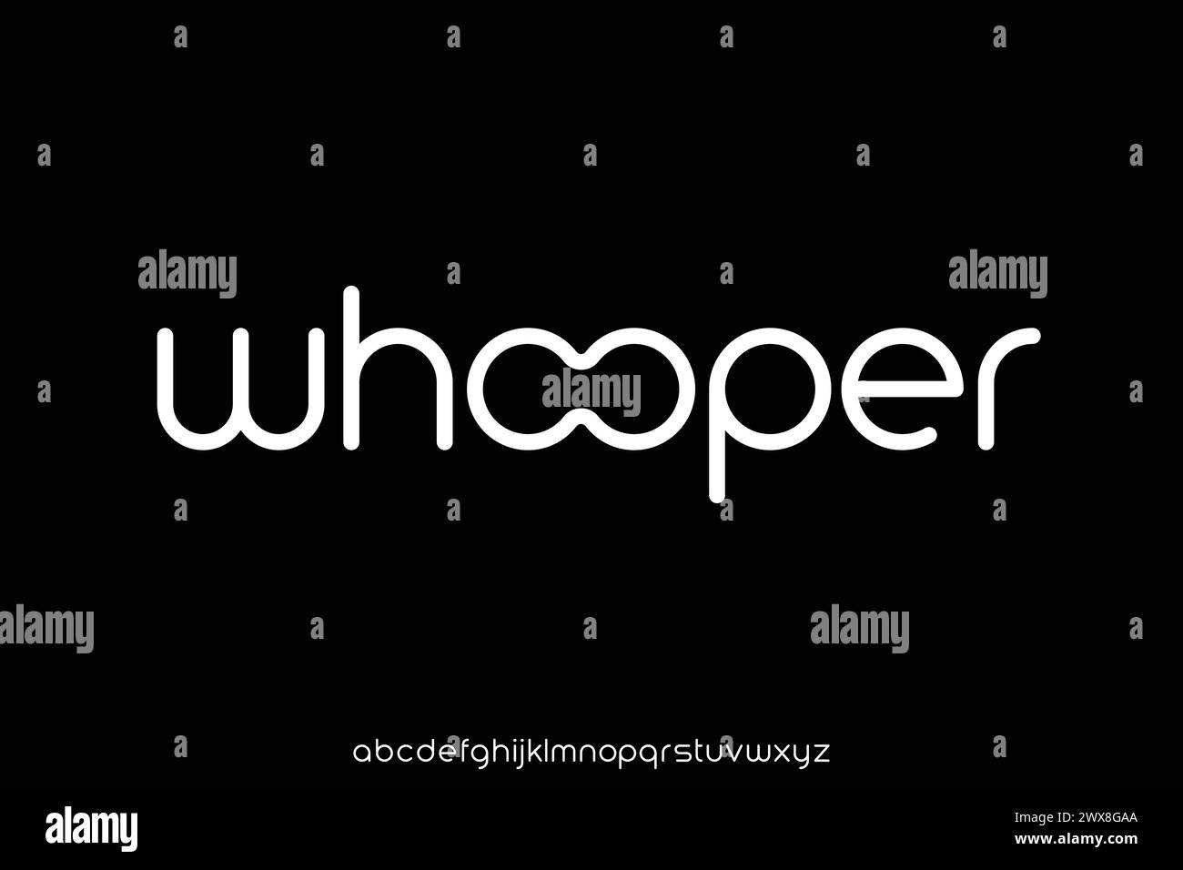 Modern playful whooper alphabet display font vector with ligature style Stock Vector
